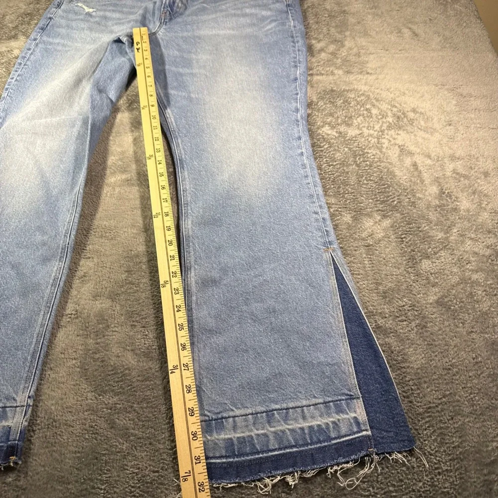 American Eagle 90s Low-Rise Skinny Kick Jeans Dream Blue Split Hem 18 34W NEW